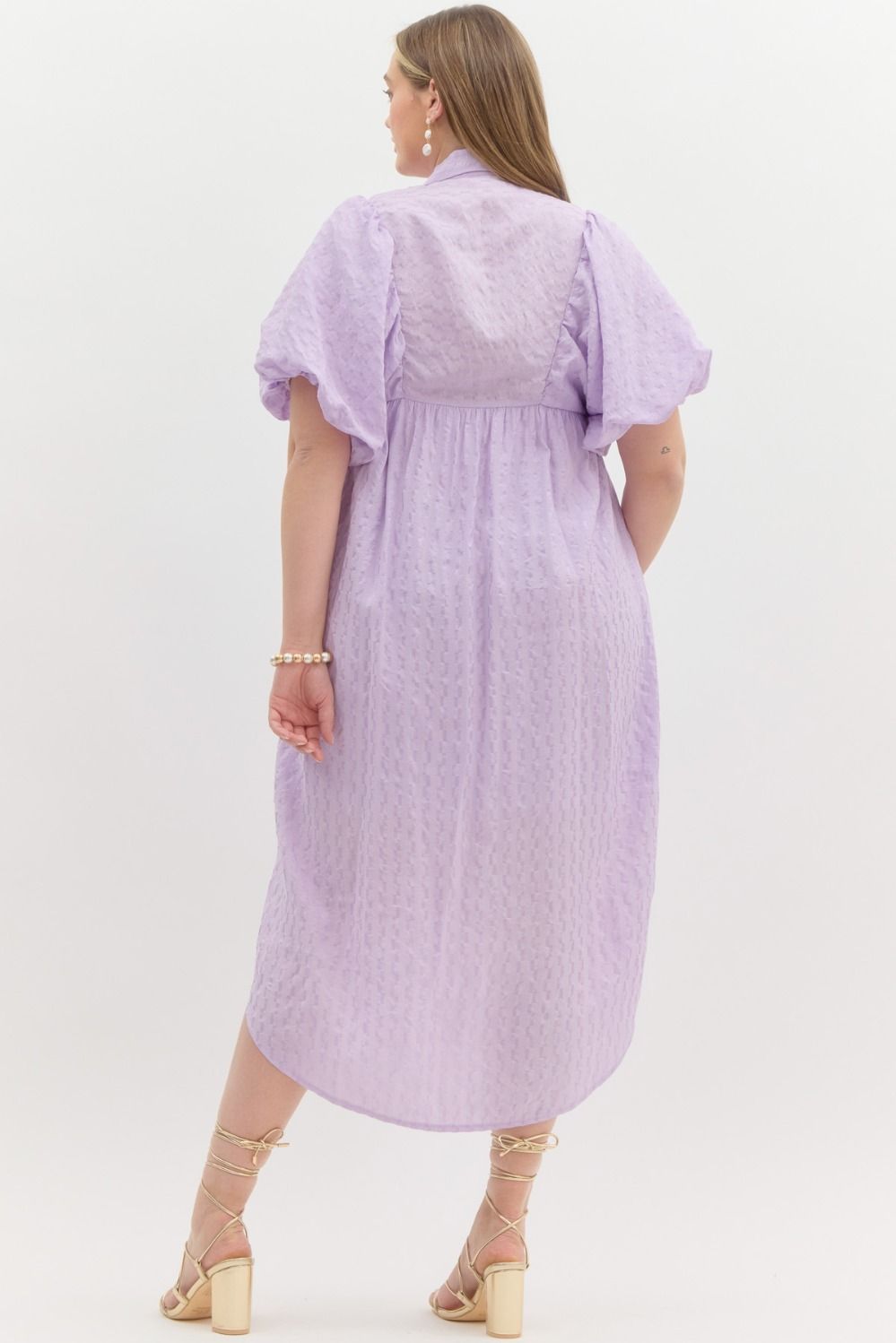 Women's lavender textured Easter midi dress