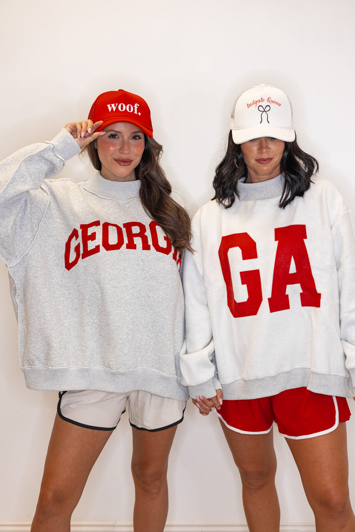 Women's "Georgia/GA" sweatshirt in reversible grey and red or white and red by BucketList