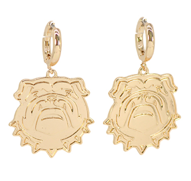 Gold bulldog face earrings 
