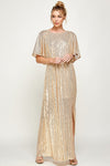 Gold sequin holiday party maxi dress