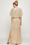 Gold sequin holiday party maxi dress