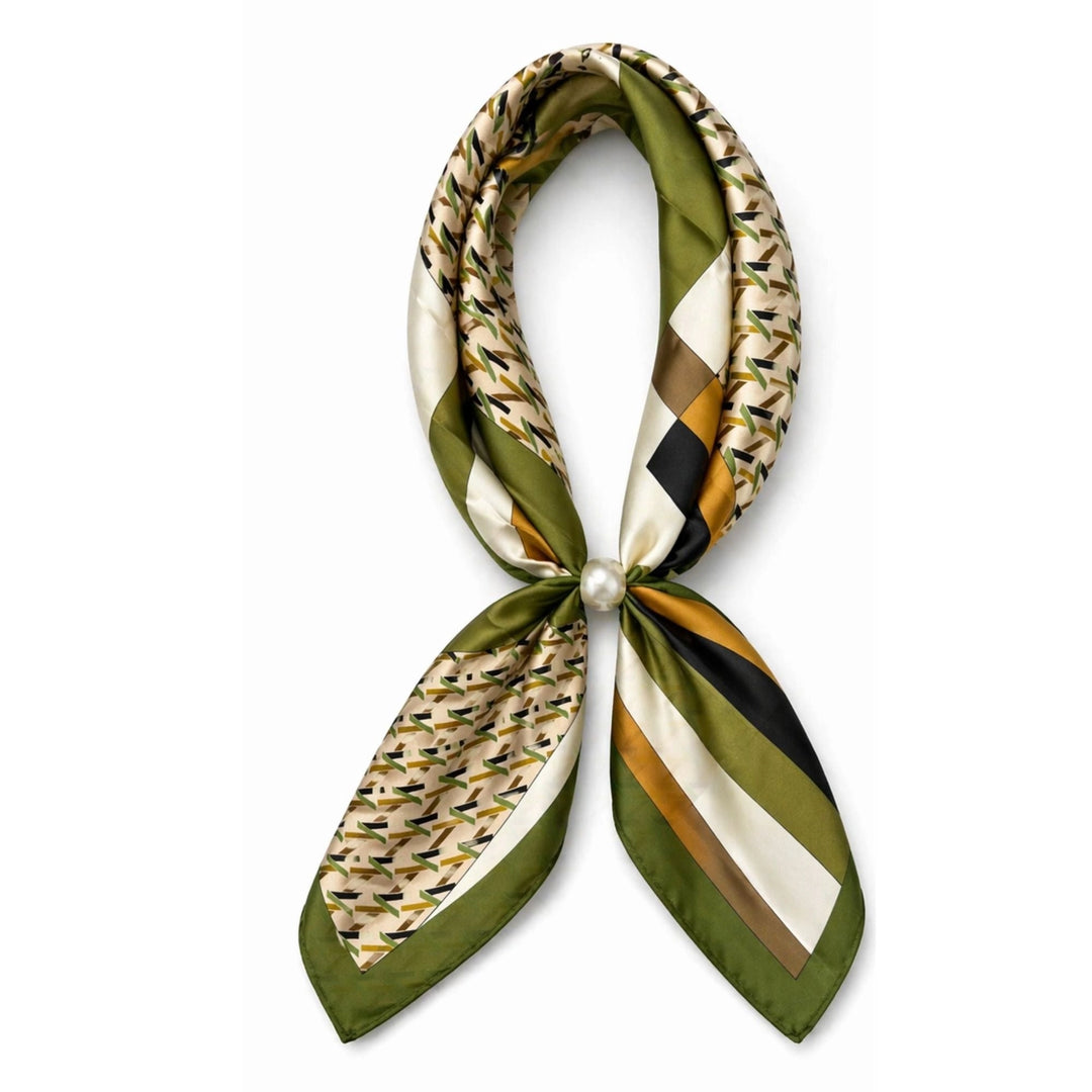 olive green printed scarf necklace