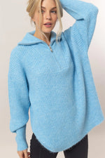 BLUE SWEATER HALF zip pullover