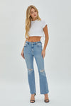 Hidden Jeans Ryan medium light blue denim distressed bootcut jeans