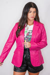 Women's hot pink leather blazer