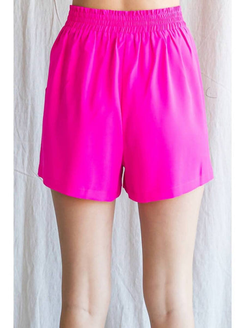 Stylish Hot Pink Pleated Shorts