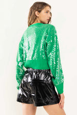 Tis The Sequin Green Sweater