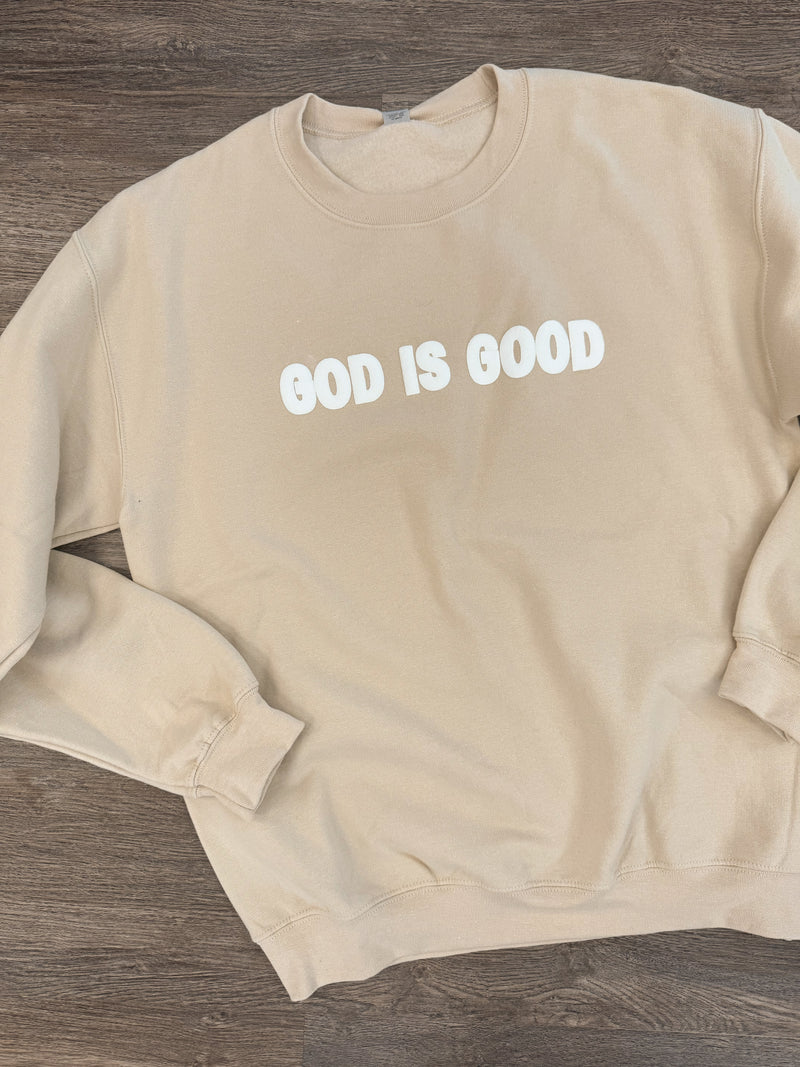 God Is Good Beige Sweatshirt