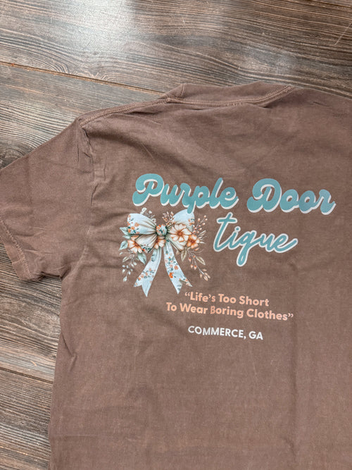 Purple Door Boutique Floral Bow Tee