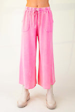 washed wide leg pants pink easel