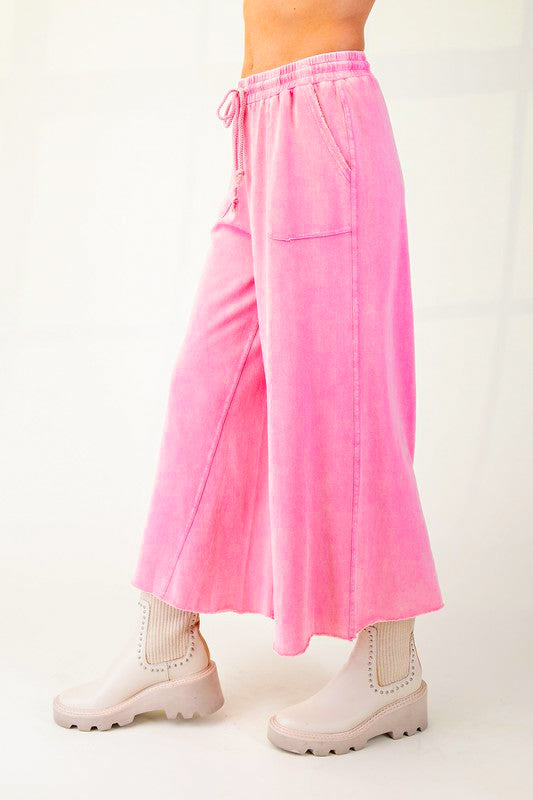 washed wide leg pants pink easel