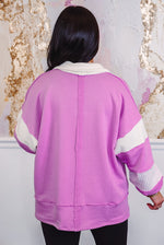 lavender colorblock pullover sweatshirt