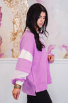 lavender colorblock pullover sweatshirt