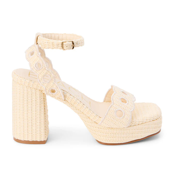 Women's  Moorea ivory rafia platform heeled sandals by Matisse, right side