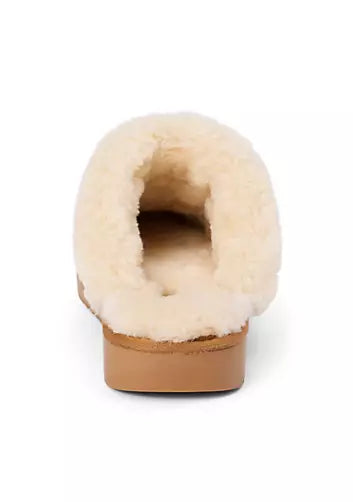  Matisse Taos suede and fur lined slide on mules in chestnut with buckle detail