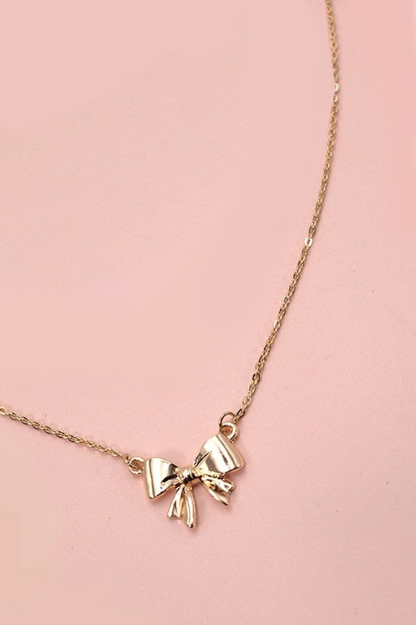 gold mini bow necklace