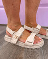 natural ivory two strap sandals