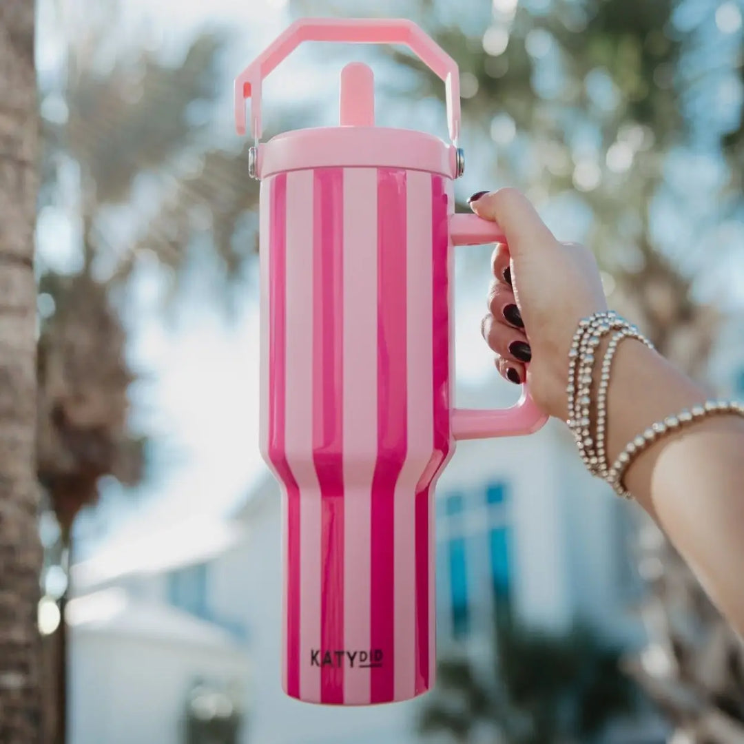 pink stripes tumbler