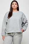 Plus size textured grey pullover top set