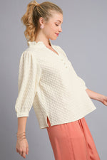 umgee ivory textured dressy top