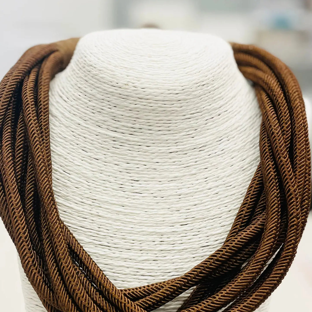 rope slub brown necklace