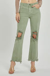 risen jeans olive distressed straight leg denim