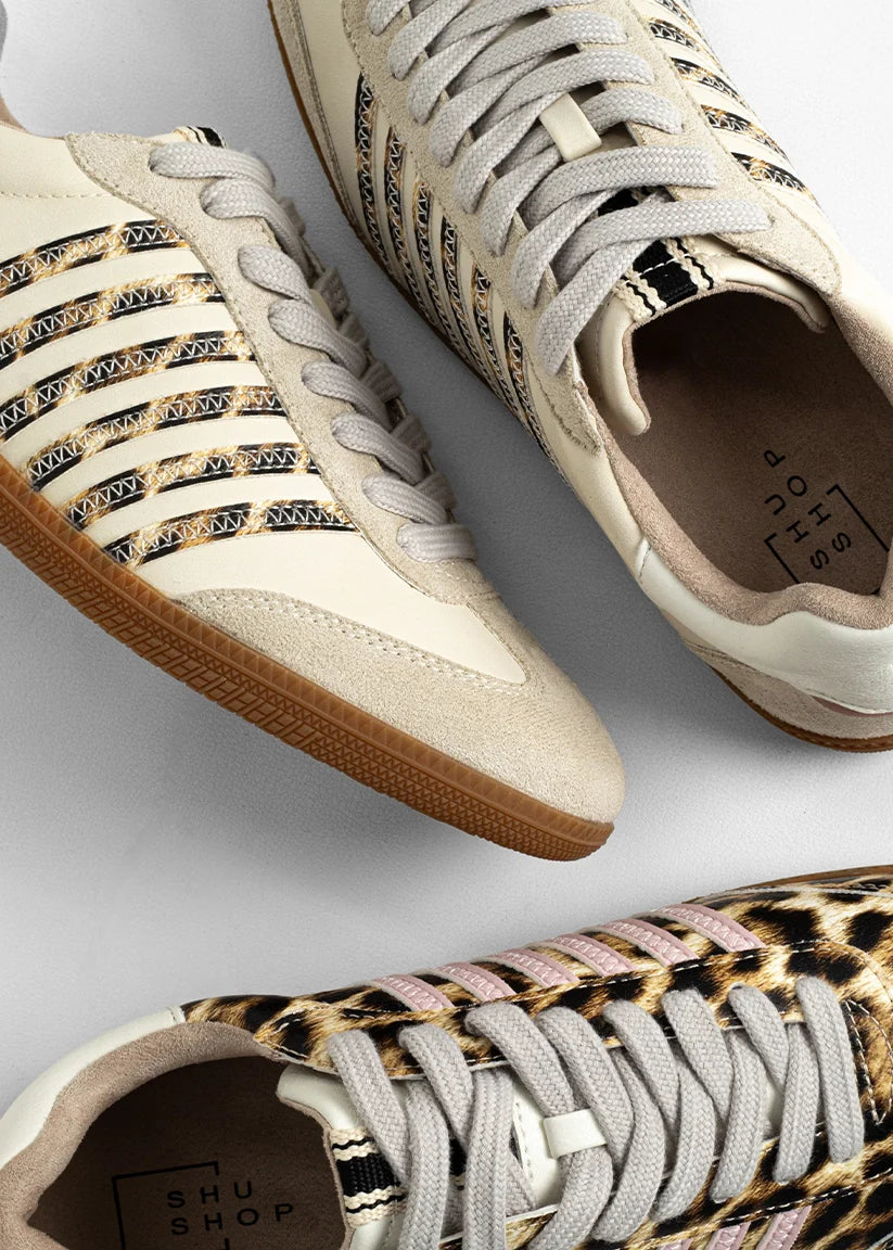 shu shop beige leopard print stevie sneakers second