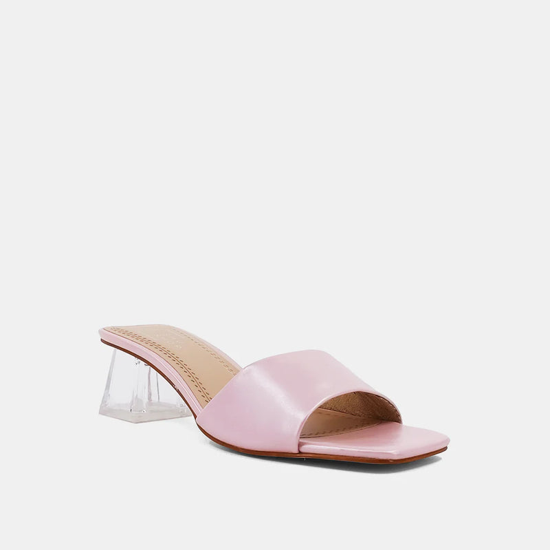 Shu Shop metallic light pink with clear kitten heel