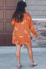 Satin Caramel animal print button down top