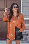 Satin Caramel animal print button down top