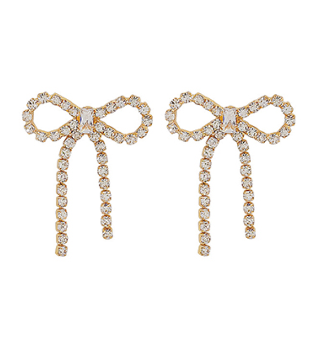 Rhinestone Bow Earrings