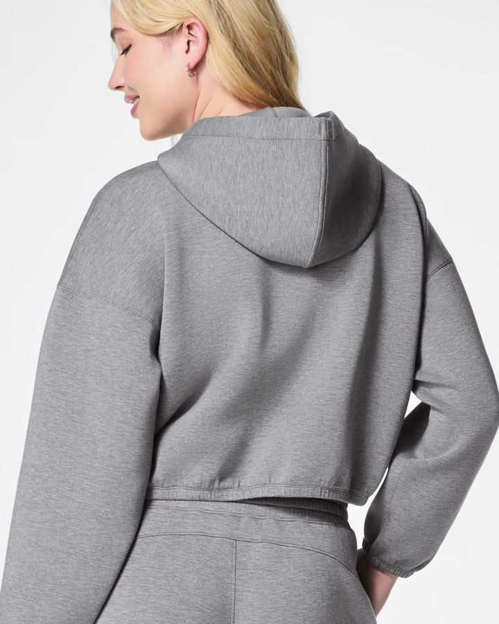 Spanx airessentials cinched semi cropped heather grey hoodie sweatshirt