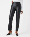 spanx leather like straight leg black pants