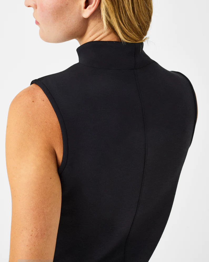 spanx air essentials black mock neck top