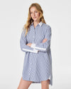 spanx the best poplin striped shirt dress