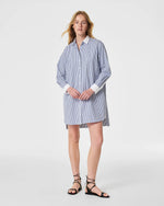 spanx the best poplin striped shirt dress