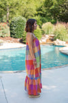 boho plaid orange summer fall maxi dress