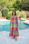 boho plaid orange summer fall maxi dress