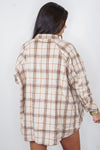 Taupe plaid flannel shacket