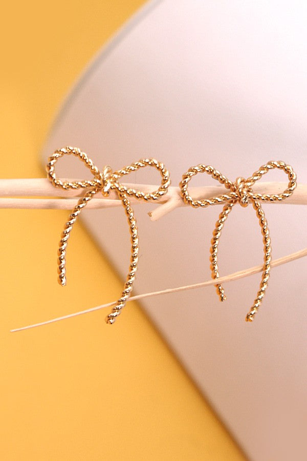 textured bow earrings