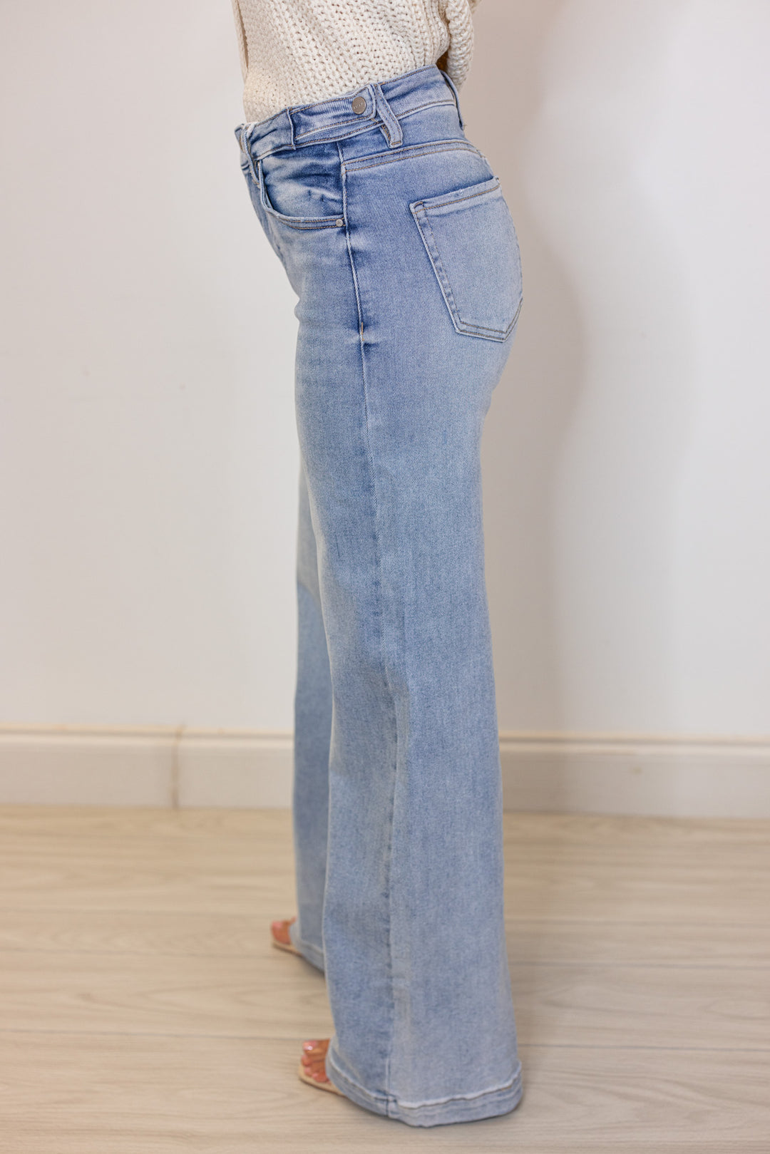 Tummy Control Light Wash Adjustable Waistband Jeans