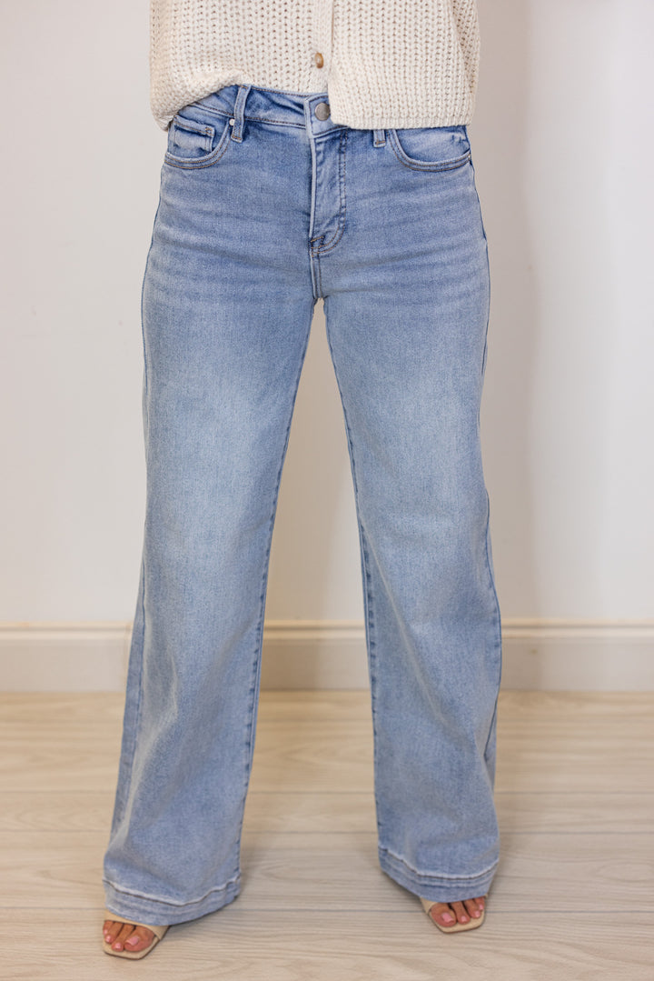 Tummy Control Light Wash Adjustable Waistband Jeans