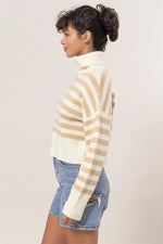 cream taupe striped sweater top