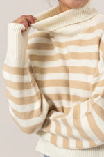 cream taupe striped sweater top