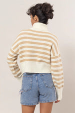 cream taupe striped sweater top