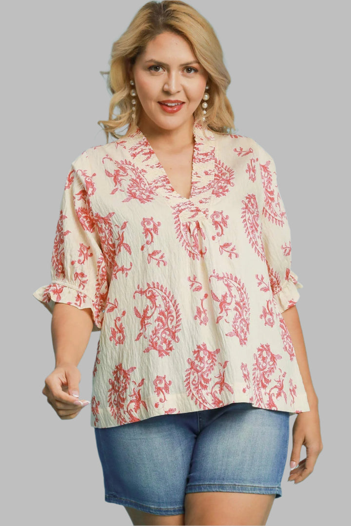 umgee paisley print red top