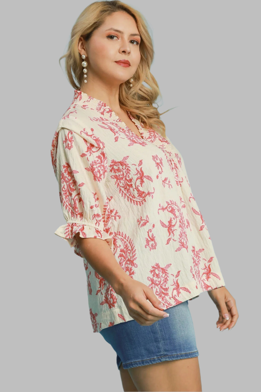 umgee paisley print red top