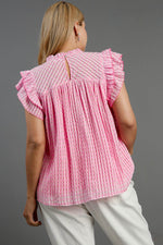 umgee gingham plus size pink top