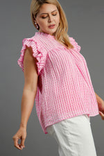 umgee gingham plus size pink top