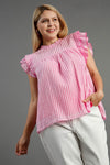 umgee gingham plus size pink top